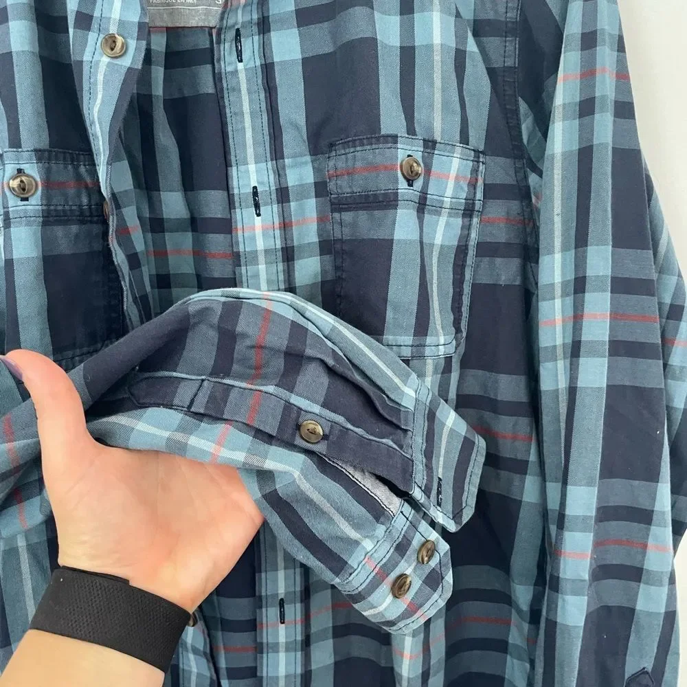 The North Face Shirt Mens  Blue Plaid Long Sleeve Button Up Casual Size Small